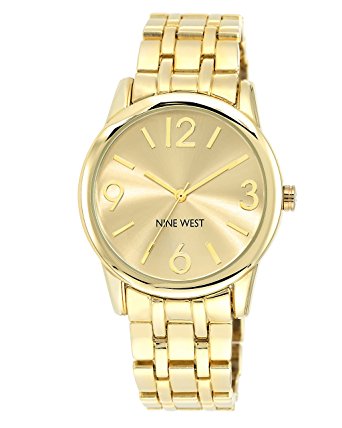 Nine West Women's NW/1578CHGB Champagne Dial Gold-Tone Bracelet Watch