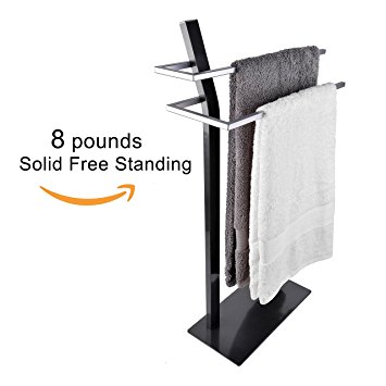 YOO.MEE Heavy Towel Holders Stand Shelf, Large Rack, Free-standing by Heavy Metal Steel