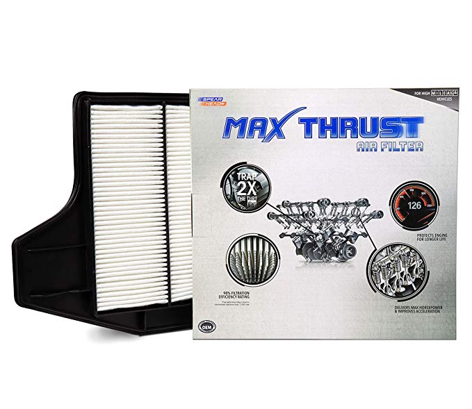 Spearhead MAX THRUST Performance Engine Air Filter For Low & High Mileage Vehicles - Increases Power & Improves Acceleration (MT-450)