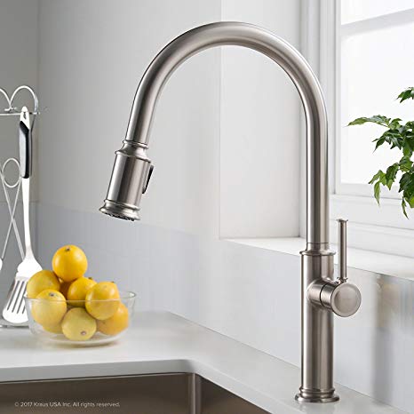 Kraus KPF-1680SFS Sellette Single Handle Pull Down Kitchen Faucet with Dual Function Sprayhead, Stainless Steel Finish