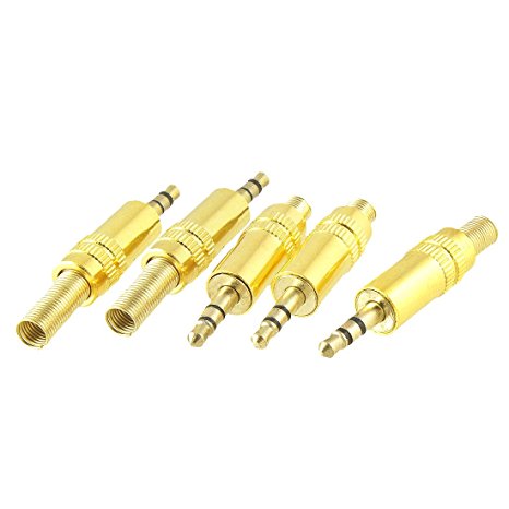 5 Pcs 1/8" 3.5mm Male Plug Coax Cable Audio Adapter Connector Solder