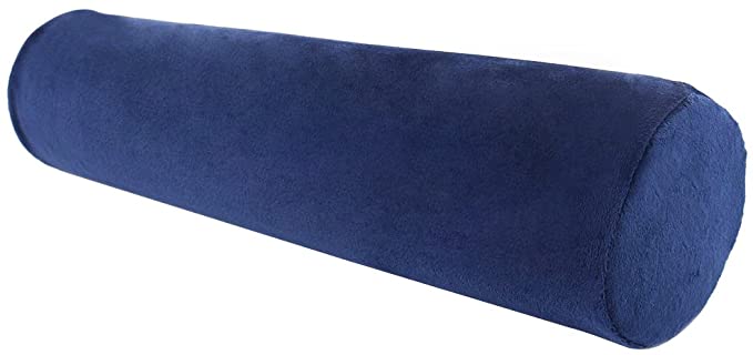 uxcell Round Memory Foam Pillow Cervical Roll Bolster Neck Head Support Pillow with Washable Cover Dark Blue Medium Size-18.5" x 4"