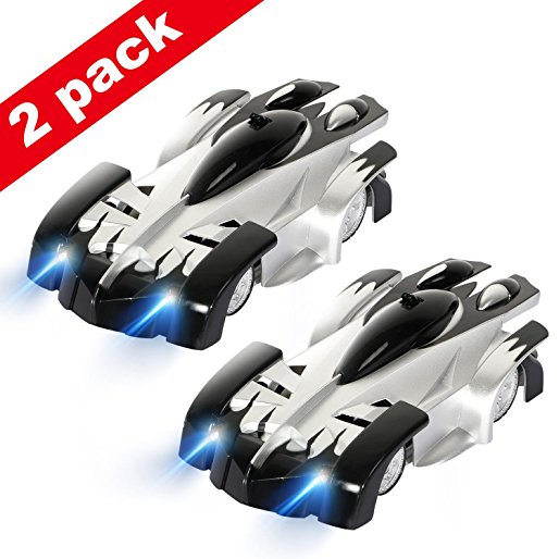 SGILE RC Remote Control Wall Climbing Car, Set of 2 Double Fast wall car toy, Black