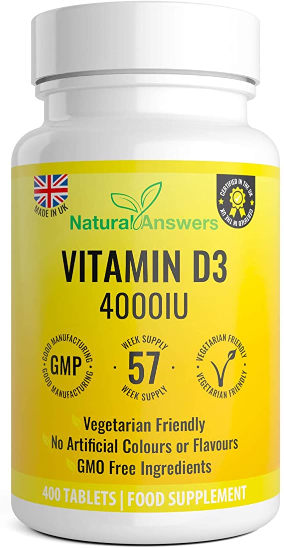 Vitamin D 4000iu - 400 Premium Vitamin D3 Easy-Swallow Micro Tablets - One a Day High Strength Cholecalciferol VIT D3 - Vegetarian Supplement - Made in The UK
