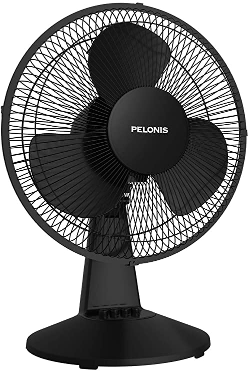 PELONIS PFT30T2ABB-V Portable 3-Speed 12-Inch Oscillating Table Air Circulation Fan, 2020 New Model Black