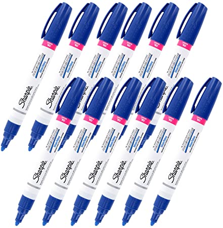 Sharpie Oil-Based Paint Marker, Medium Point, Blue Ink, Pack of 12