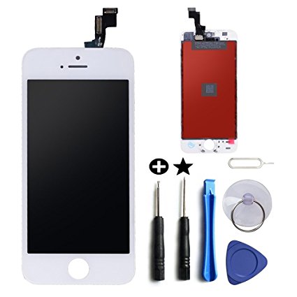 For White iPhone 5S 4.0 inch Screen Replacement Retian LCD Touch Screen Digitizer Fram Assembly Full Set with Tools   Instructions by Brinonac