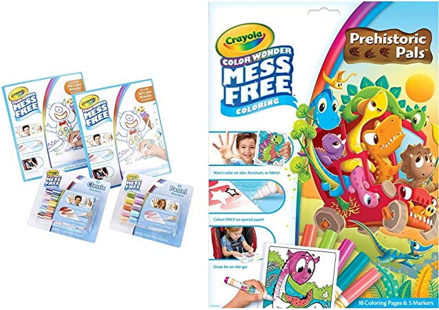 Crayola Color Wonder Mess Free Coloring Kit, 80pc, Toddler Toys & Markers, Dinosaur Toys Alternative, Gift for Kids, Age 3, 4, 5, 6