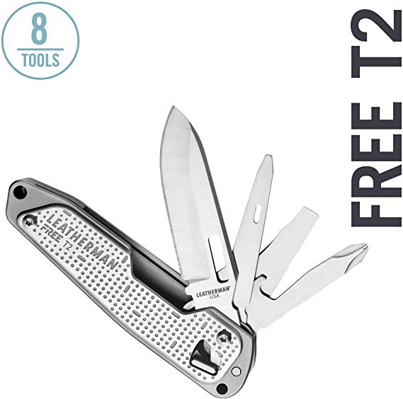 LEATHERMAN - FREE T2 Multitool and EDC Pocket Knife with Magnetic Locking and One Hand Accessible Tools