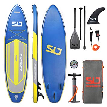 Swonder Premium Inflatable Stand Up Paddle Board, Ultra Durable & Steady, 10'6/11'6 Long 32‘’ Wide 6'' Thick, Full SUP Accessories- Paddle |Backpack | Leash | Pump |Center Fin, Paddling & Surfing