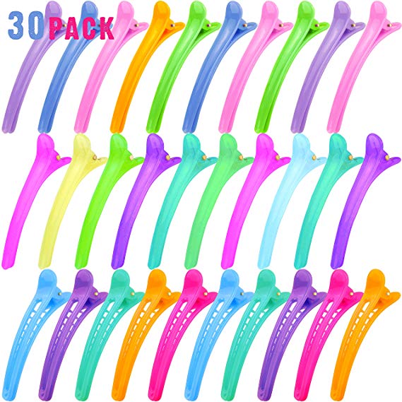 UPINS 30 Pcs Multicolor Hair Clips Plastic Duck Bill Teeth Bows Hair Styling for Women and Girls,3 Different Styles