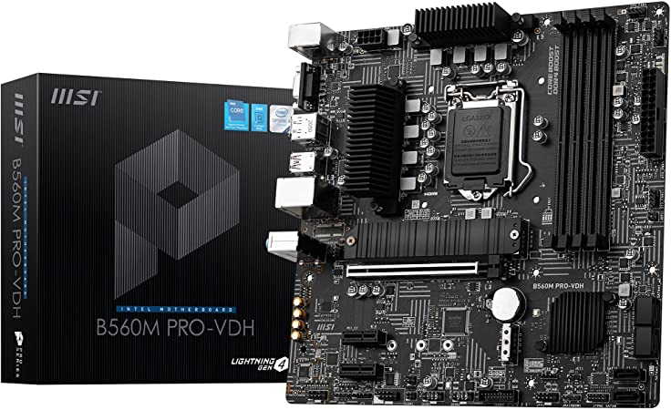 MSI B560M PRO-VDH ProSeries Motherboard (Micro-ATX, 11th/10th Gen Intel Core, LGA 1200 Socket, DDR4, PCIe 4, M.2 Slots, SATA 6Gb/s, USB 3.2, 2.5G LAN, DP/HDMI)