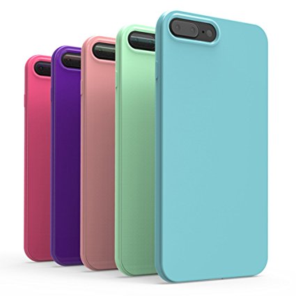 Ace Teah 5 Pack iPhone 7 Plus Cases Protective Shell Cover Skin for Apple iPhone 7 Plus TPU Gel Resistant Scratch Bumper Cases Slim Fit Flexible Shell Phone Case Pink Plum Sky Blue Green Deep Purple