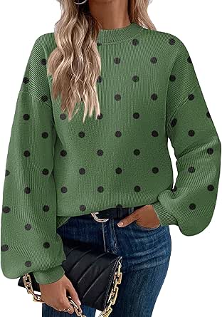 Zeagoo Sweaters for Women 2024 Fashion Trendy Long Sleeve Turtleneck Pullover Lantern Knit Sweater Tops