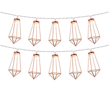 Omika Rose Gold Geometric Exclusive Led Fairy Lights, Battery Powered, Boho Metal Led Lantern String Lights – Perfect for Multipurpose use, 10 lights (5ft/1.8m Warm White)