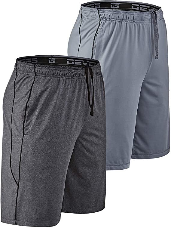 DEVOPS Men's 2 Pack Cool Chain 10-inch Loose-Fit Workout Training Shorts