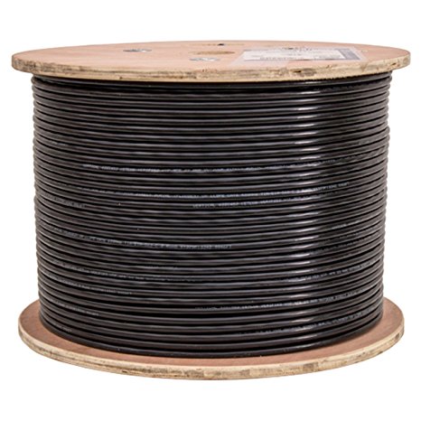 Vertical Cable Cat6, UTP, Gel Filled (Flooded Core), Direct Burial, 1000ft, Black, Bulk Ethernet Cable