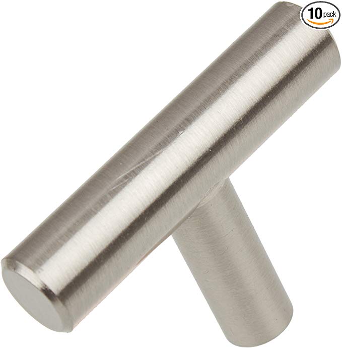 GlideRite Hardware 5002-T-SS-10 2 inch Stainless Steel Solid T bar Handle Knobs 10 Pack