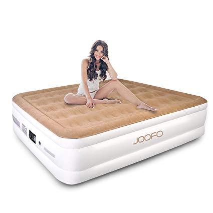 JOOFO Portable Queen Air Mattress, Premium Inflatable Air Beds with Built-in Pump for Fast Inflation (Queen Size)