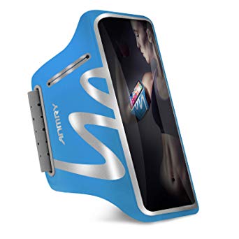 ANMRY Running Phone Armband for iPhone 11 Pro Max Xs Max XR X 8 7 6s Plus ,Galaxy S10 S9 S8 S7 S6 Edge Note 10 9, LG G6 G5, Phone Running Holder for Running Hiking Biking with Key Holder - Blue