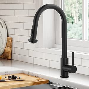 KRAUS Bolden 2-Function Single Handle Pull Down Kitchen Faucet in Matte Black, KPF-1616MB