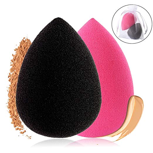 2Pcs Soft Black Pink Makeup Blending Sponge Beauty Foundation Blender Egg Shaped Latex-Free Foam Cosmetic Applicator