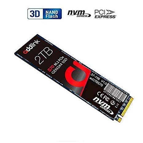 addlink S70 2TB SSD NVMe PCIe Gen3x4 M.2 2280 Solid State Drive with Read 3500 MB/s/Write 2700 MB/s …