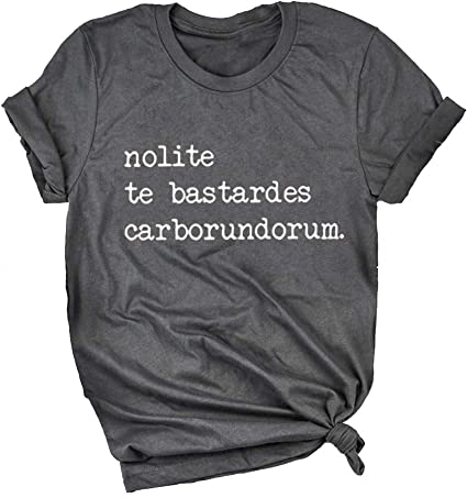 Womens Nolite Te Bastardes Carborundorum T-Shirt Tops Cute Funny Letter Graphic Print Tee Vintage Short Sleeve Tops