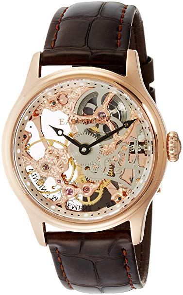 Thomas Earnshaw Men's Bauer Mechanical Skeleton Automatic Watch with Silver Dial Analogue Display and Brown Leather Strap ES-8049-03