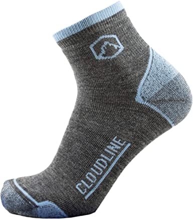 CloudLine Merino Wool 1/4 Top Running & Athletic Socks- Light Cushion- Mfr in US