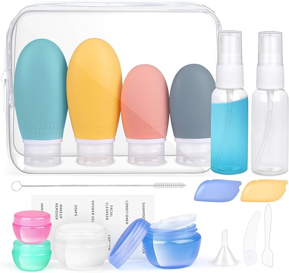 Opret 18 Pcs Travel Bottles Set for Toiletries, Silicone Travel Containers 100ml/60ml TSA Approved Leak Proof Refillable BPA Free Travel Accessories for Shampoos, Conditioner and Lotion