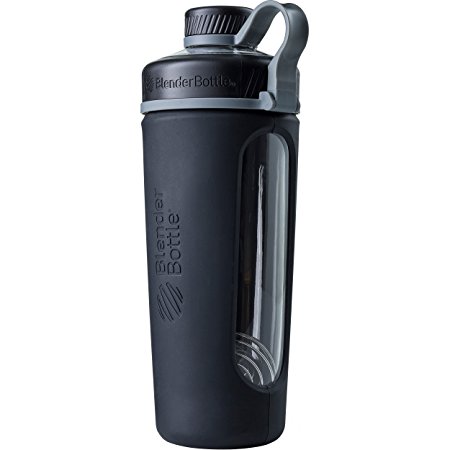 BlenderBottle Radian Glass Shaker Bottle, Black, 28-Ounce