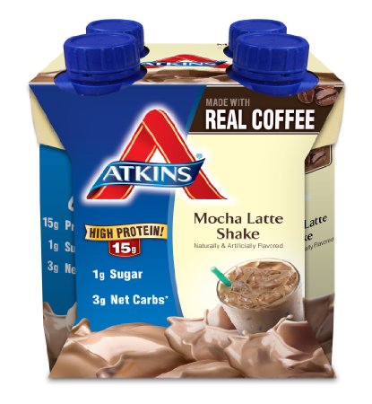 Atkins Ready To Drink Shake, Mocha Latte, 4 Count, 11 Ounce Aseptic Container
