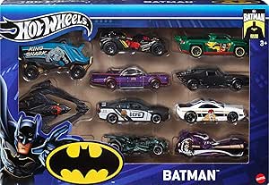 Hot Wheels Toy Cars, 10-Pack of Batman-Themed 1:64 Scale Die-Cast Vehicles, Popular Hero, Sidekick & Villain Castings from The Global Franchise