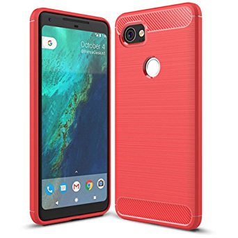 Google Pixel XL 2 Case,Pixel XL2 case - Suensan TPU Shock Absorption Technology Raised Bezels Protective Case Cover for Google Pixel 2 XL Case(6.0") (TPU Red)