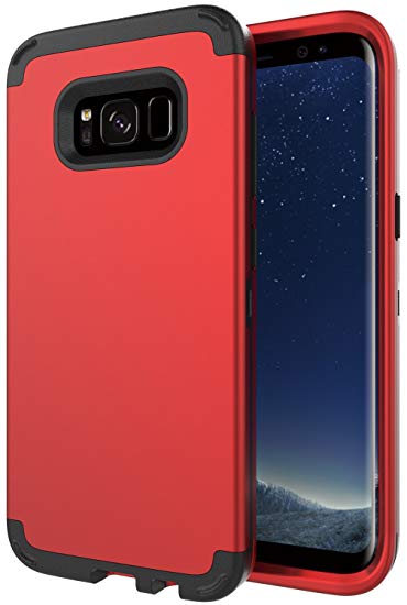Galaxy S8 Case,SLMY(TM) High Impact Heavy Duty Shockproof Full-Body Protective Case with Dual Layer Hard PC  Soft Silicone Case Cover for Samsung Galaxy S8 (Red/Black)
