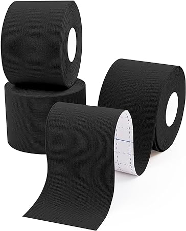 Kinesiology Tape Athletic Sport Tape: 3 Rolls Waterproof Elastic Therapeutic Sports Tape Support & Protect Athletes Muscles Knee Ankle Wrist Elbow Shoulder (Black)
