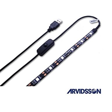 Arvidsson LED Bias Lighting - Strip Backlight - Smart TV Backlighting For HDTV/PC/Indoor/Outdoor/Dog Walking - 35.4In - 7.2W - Cool White Color - Genuine 3M Tape-USB Fast Connected Cabinet Lighting