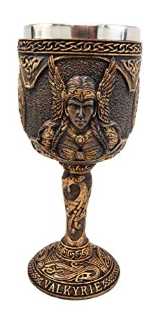 Atlantic Collectibles Norse Mythology Viking Spirit Goddess Valkyrie 7oz Resin Wine Goblet Chalice With Stainless Steel Liner