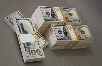 PROP MONEY New Style $100s, $100,000 Blank Filler For Movie, TV, Videos, Advertising & Novelty