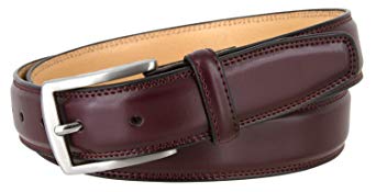 Washington Men's Genuine Leather Belt With Polished Silver Buckle 1 1/4" Wide