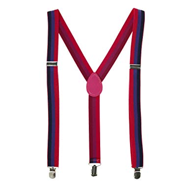 CTM Striped Bi Pride Clip-End Suspenders