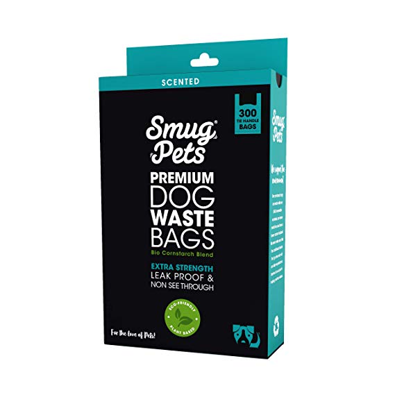 SmugPets Premium Dog Waste Bags - Easy Tie Handles - Scented - Extra Large - 300 Bags