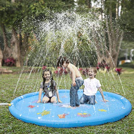 KKONES Sprinkler Pad Splash Play Mat 68" Toddler Water Toys Fun For 1 2 3 4 5 Year Old Boy Girl Kids Outdoor Party Sprinkler Toy
