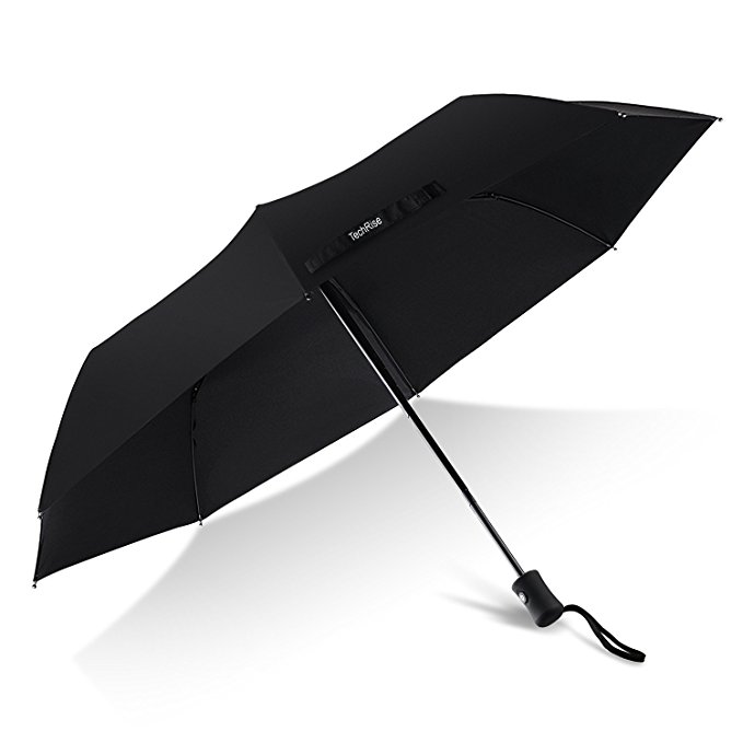 Umbrella,TechRise Classic Windproof Automatic Folding Compact Travel Umbrella One Button Auto Open and Close - Black