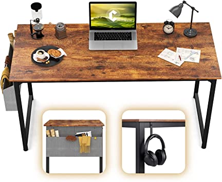 CubiCubi Computer Desk 40" Study Writing Table for Home Office, Industrial Simple Style PC Desk, Black Metal Frame, Rustic