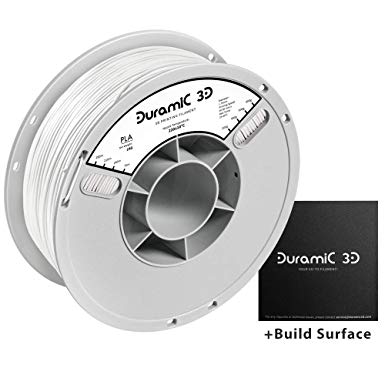 DURAMIC 3D Premium PLA Pro Printer Filament 1.75mm, 3D Printing Filament with Build Surface 7.87 x7.87in, 1kg Spool(2.2lbs), Dimensional Accuracy  /- 0.05 mm, White
