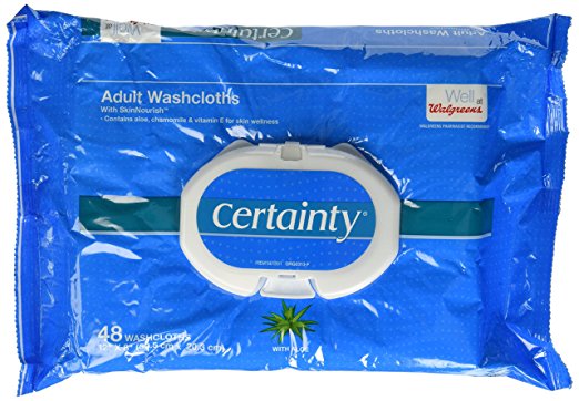 Walgreens Certainty Adult Disposable Washcloths, 48 Washcloths (Pack of 3)