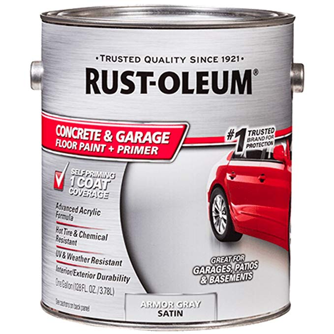 Rust-Oleum 225380 Concrete and Garage Floor Paint, Battleship Gray Satin, 1-Gallon