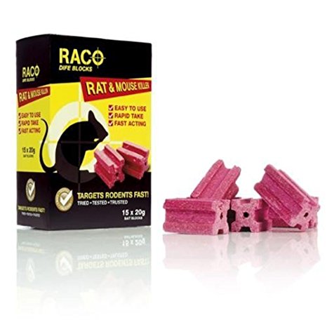 Raco Problocks 15 x 20g Bait Blocks (Professional Strength Difenacoum 0.005%)